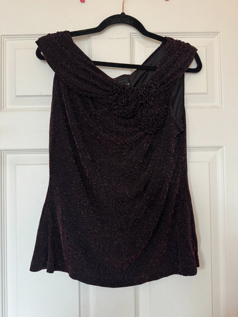Vintage Y2K Black Red Metallic Top Size XL
